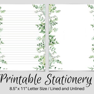 Botanical PRINTABLE Stationary, PRINTABLE Stationery, Printable Writing Paper, Leaf Letter Writing Paper, Writing Set, Notepaper, Penpal,
