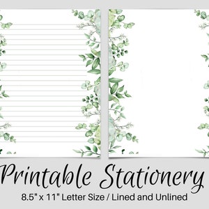 Papelería botánica IMPRIMIBLE, Papelería IMPRIMIBLE, Papel de escritura imprimible, Papel de escritura con hojas, Juego de escritura, Papel de notas, Amigo por correspondencia,