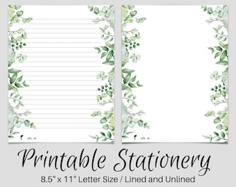 Botanical PRINTABLE Stationary, PRINTABLE Stationery, Printable Writing Paper, Leaf Letter Writing Paper, Writing Set, Notepaper, Penpal,