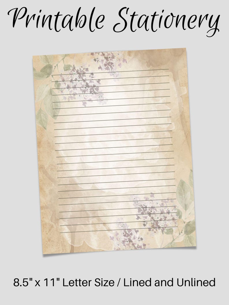 Note Paper For Letters PRINTABLE Notes, Floral Letter Writing Paper, Letter Writing Set, 8 ...