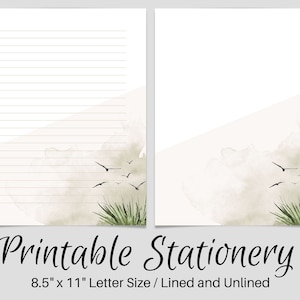 Papelería IMPRIMIBLE, Papelería imprimible de pájaros, Papel de escritura imprimible, Papel de escritura de cartas de acuarela, Juego de escritura, Papel de notas, Amigo por correspondencia