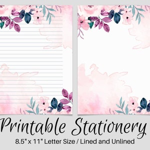 Floral PRINTABLE Stationary, PRINTABLE Stationery, Printable Writing Paper, Leaf Letter Writing Paper, Writing Set, Notepaper, Penpal
