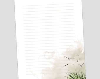 PRINTABLE Stationery, Birds Printable Stationary, Printable Writing Paper, Watercolor Letter Writing Paper, Writing Set, Notepaper, Penpal