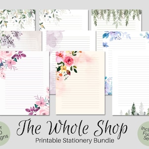 Paquete de papelería IMPRIMIBLE de toda la tienda, papelería imprimible, papel de escritura imprimible, papel de escritura de cartas, juego de escritura, papel de notas, amigo por correspondencia,