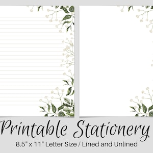 Papelería IMPRIMIBLE, Papelería imprimible de flor blanca, Papel de escritura imprimible, Papel de escritura de cartas, Papel de notas floral de juego de escritura, Amigo por correspondencia