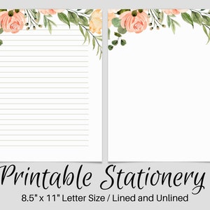 Floral PRINTABLE Stationary, PRINTABLE Stationery, Printable Writing Paper, Leaf Letter Writing Paper, Writing Set, Notepaper, Penpal