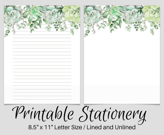 Succulent PRINTABLE Stationery PRINTABLE Stationary - Etsy