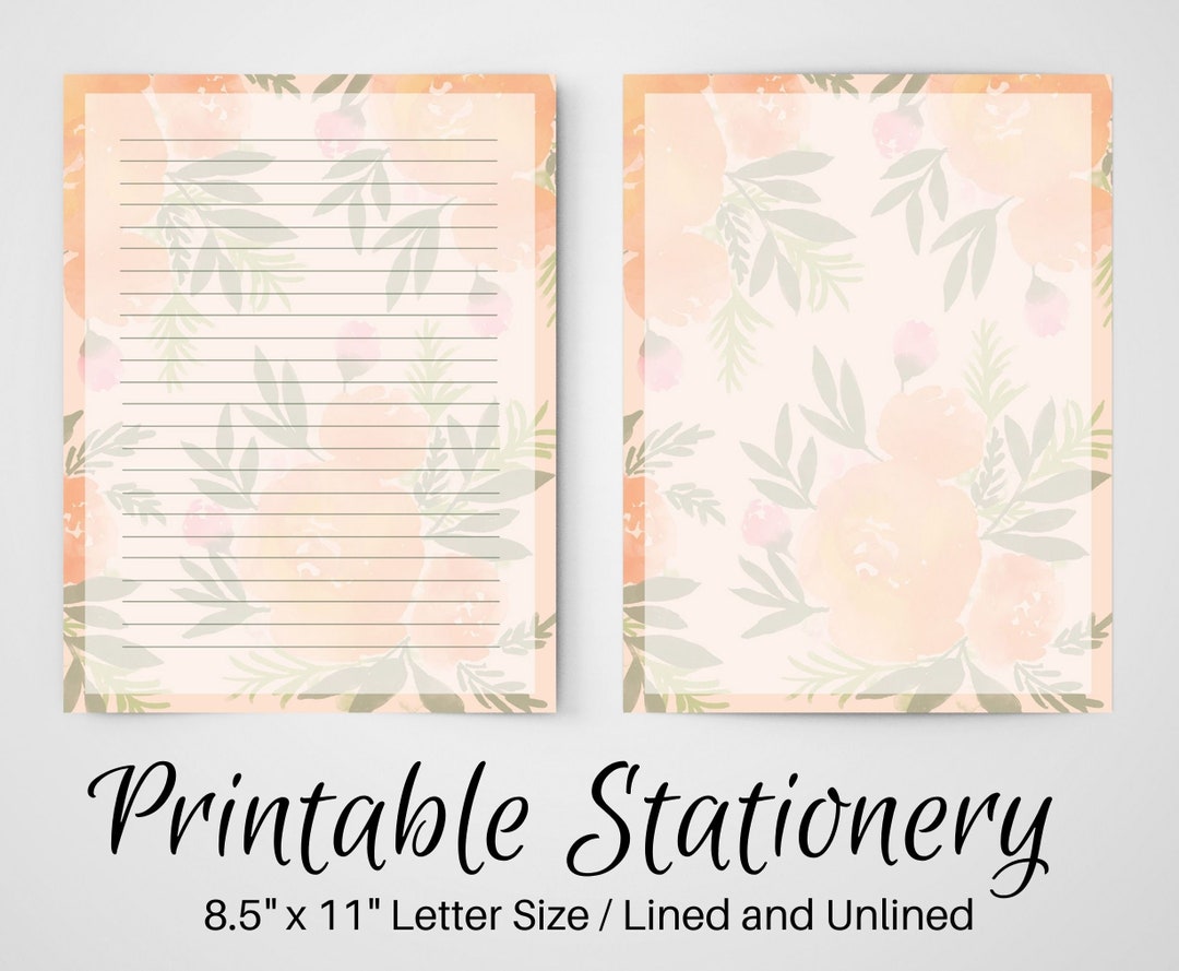 PRINTABLE Notes Floral Letter Writing Paper 8.5x11 Unlined - Etsy