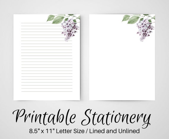 PRINTABLE Notes Floral Letter Writing Paper 8.5x11 Unlined | Etsy