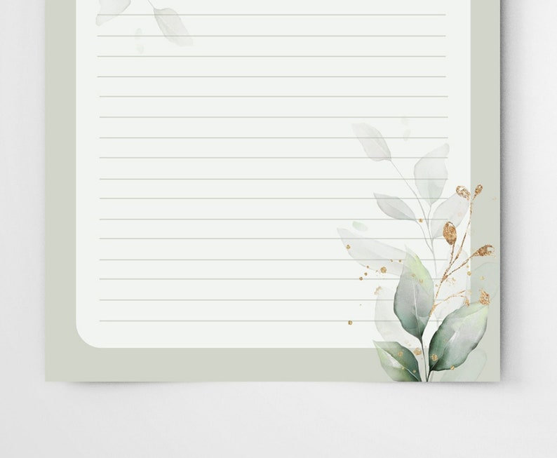 PRINTABLE Notes Botanical Letter Writing Paper 8.5x11 Etsy