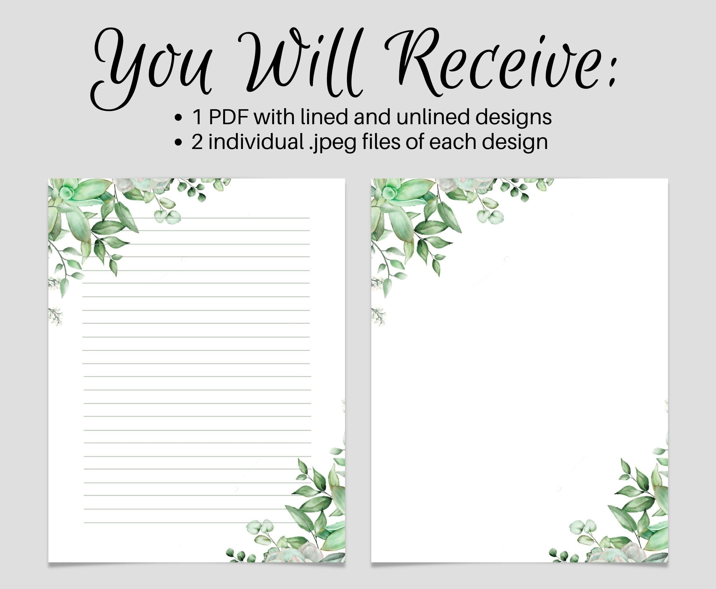 Succulent PRINTABLE Stationary, PRINTABLE Stationery, Printable Writing ...