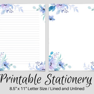 Floral PRINTABLE Stationery, Printable Stationary, Stationary Paper, Letter Writing Stationary, Letter Paper, Stationary Set, Writing Paper