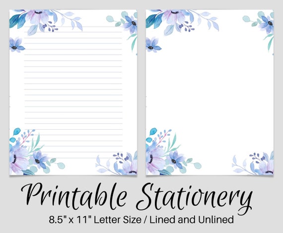 Floral PRINTABLE Stationery Printable Stationary Stationary | Etsy