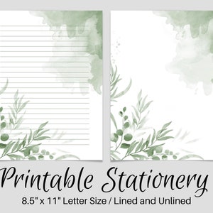 Notas forradas de papelaria para impressão, papel para escrever cartas botânicas, 8,5 x 11, página de diário sem forro, conjunto de escrita floral, papel para cartas de flores, amigo por correspondência