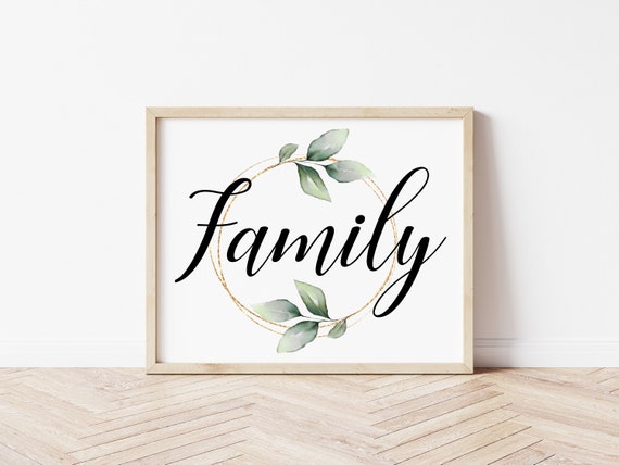 Family, PRINTABLE Wall Art, Farmhouse Decor, Home Decor, Home Office, Kitchen Decor, Print, Wreath, Living Room Decor, Family Sign