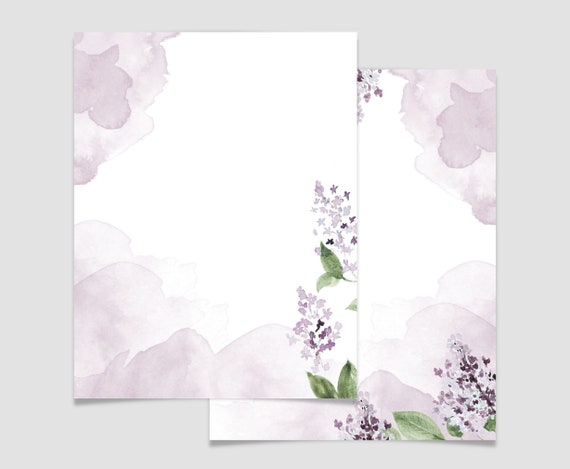 Watercolor Letter Writing Paper with Flower Drawings Set - The