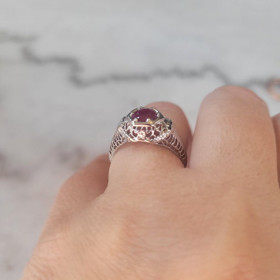 Round Ruby Ring Set in 18K White Gold - image 4