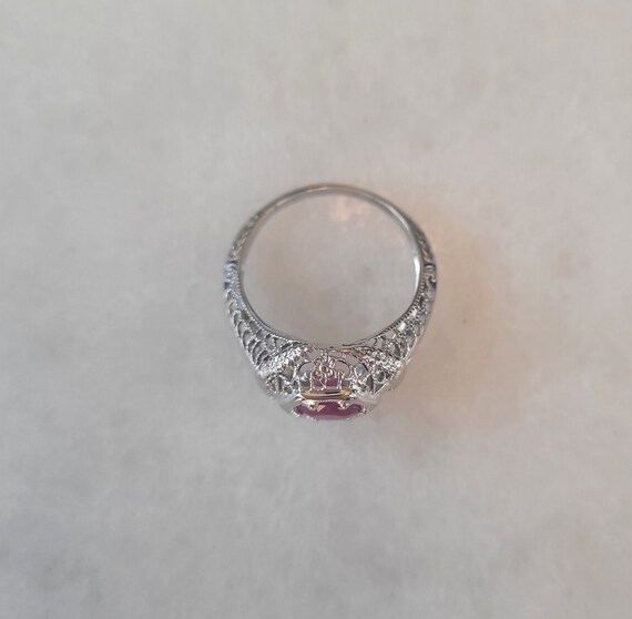 Round Ruby Ring Set in 18K White Gold - image 8