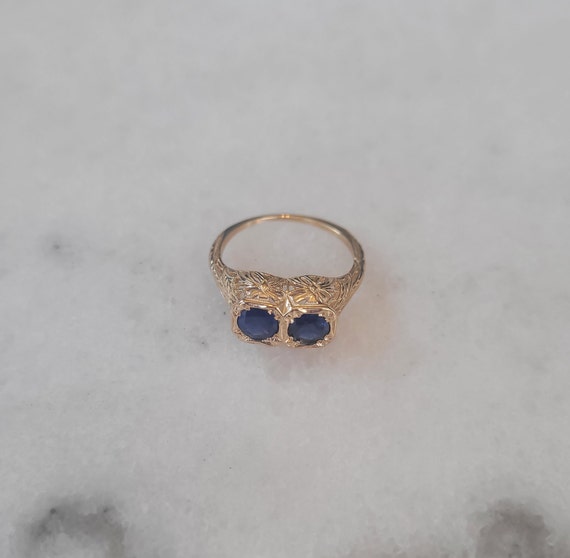 Double Sapphire Gold Ring - image 6