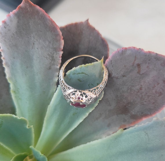 Round Ruby Ring Set in 18K White Gold - image 6