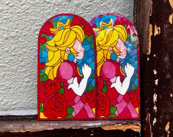 Princess Peach Stained Glass Window Holographic sticker