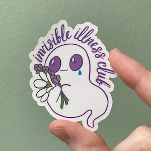 Invisible illness Club sticker, invisible disease, lavender sticker, ghost sticker