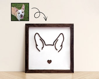 Art mural personnalisé d'oreille de chien, contours d'oreille de chien personnalisés, cadeau commémoratif de perte d'animal de compagnie, cadeau de maman de chien
