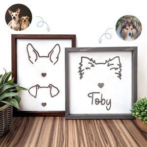 Custom Dog Ear Wall Art, Personalized Dog Ear Outlines, Pet Loss Memorial Gift, Dog Mom Gift