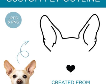 Retrato personalizado con orejas de perro: Memorial personalizado para la pérdida de una mascota, regalo para la mamá de un perro (archivo digital)