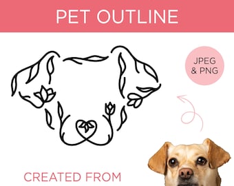 Custom Floral Dog Ear Portrait: Personalized Pet Loss Memorial, Dog Mom Gift (Digital File)