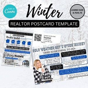 Grundbesitz Winter Postkarte, Januar Realtor Postkarte, Gerade verkauft Postkarte, Landwirtschaft Postkarte, Immounalvermarktung, Canva Vorlage
