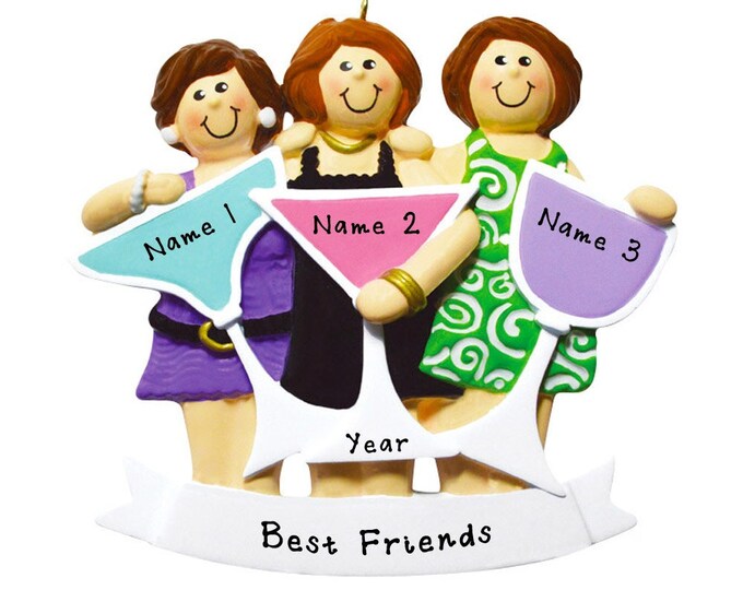 Best Friends Ornament - Ladies Night Out - Sisters and Forever Friends - Christmas Ornament  For 3 Sisters - Personalized Gift For 3 Friends