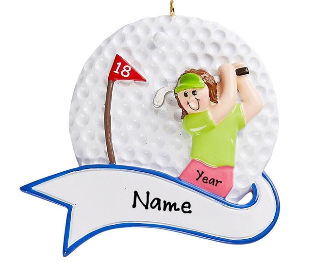 Golf Pro Ornament - Personalized Girl Golfer Christmas Ornament - Female Golf Pro - Hole-In-One Ornament - Custom Christmas Gift For Golfer