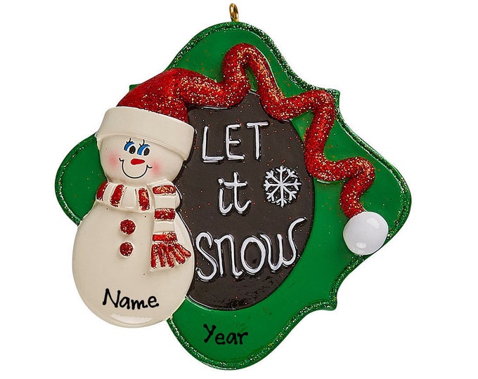 Snowman Ornament - Let It Snow Christmas Ornament - Custom Snowman Ornament With Name - Personalized Ornament - Family Christmas Gift