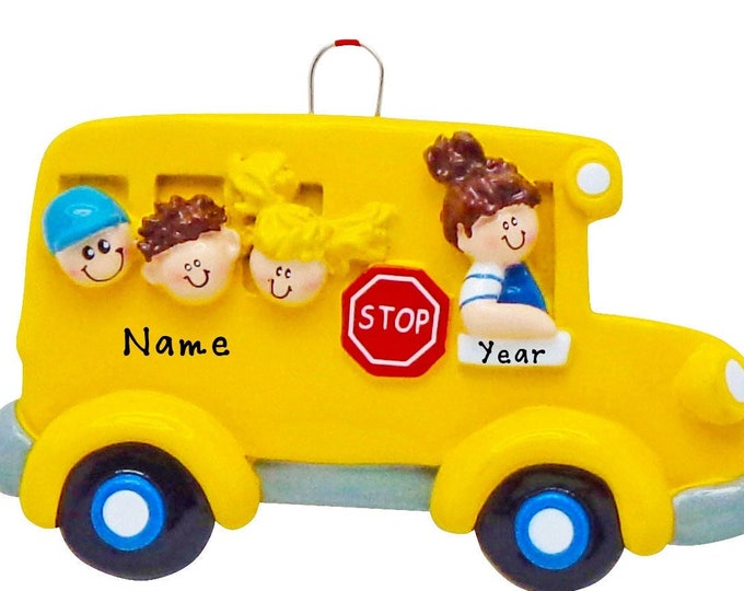 School Bus Ornament - Personalized School Bus -  Kids First Day Back to School - Bus Driver Ornament - Personalized 2025 Christmas Ornament