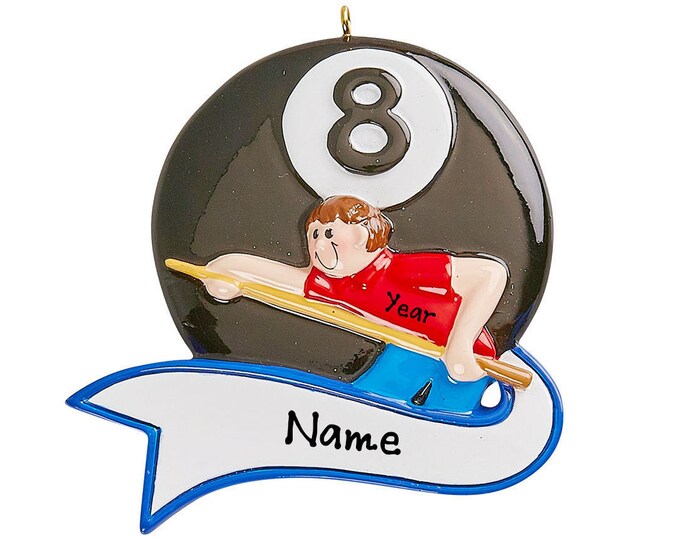 Billiard Ornament - Billiard Player Christmas Ornament Personalized 2025 - 8 Ball Ornament - Pool Player Christmas Ornament, Pool Tournament