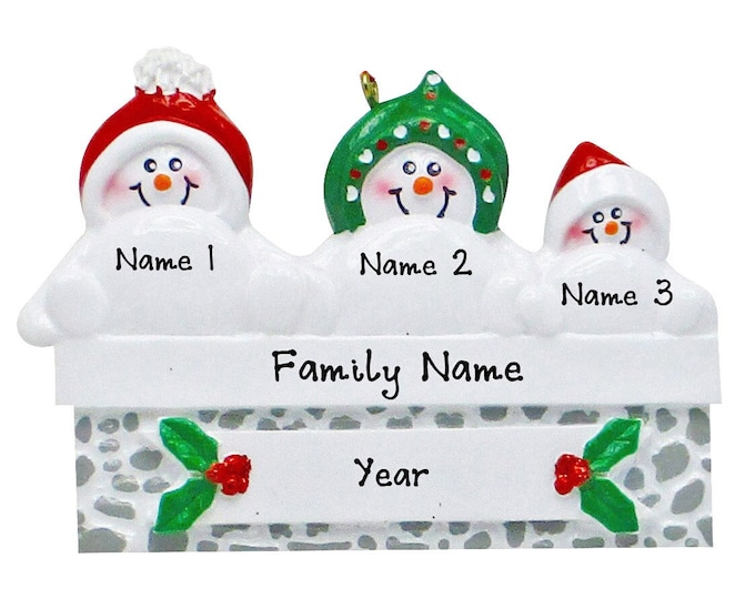 Snowman Family Christmas Ornament 2023 - Snowman Family Of 3 Ornament - Family Christmas Ornament Personalized With Name - Custom Ornament