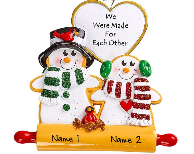 Personalized Snow Couple Ornament - Made For Each Other Snow Couple Ornament, Our First Christmas, Custom Snowman Cookie Christmas Ornament