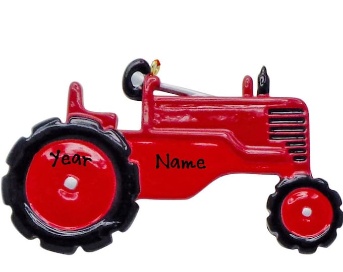 Farm Tractor Ornament - Farmers Red Tractor Ornament With Name - Gift For Future Farmer - Gift for Dad - 2025 Personalized Tractor Ornament