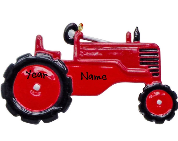 Farm Tractor Ornament - Farmers Red Tractor Ornament With Name - Gift For Future Farmer - Gift for Dad - 2023 Personalized Tractor Ornament