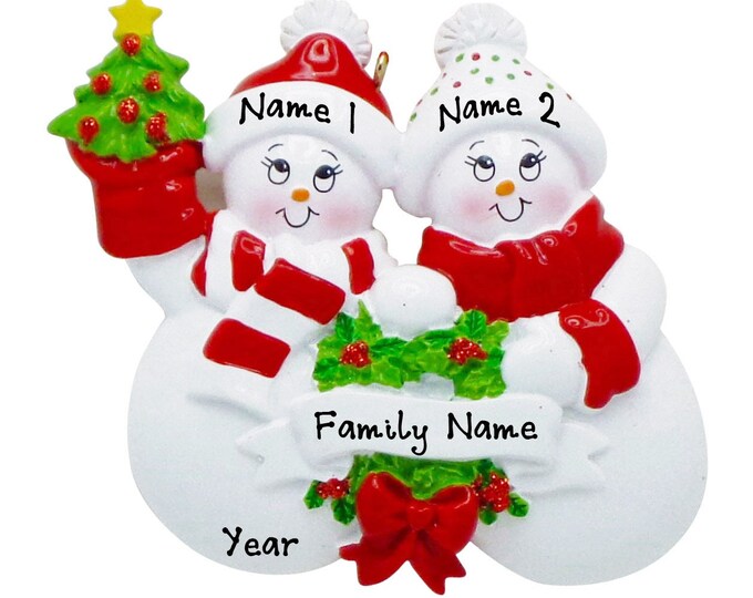 Personalized Couple Ornament - Snowman Couple Ornament, Christmas Couple Ornament, Snowman Art, Holiday Gift For Couple, Our First Christmas