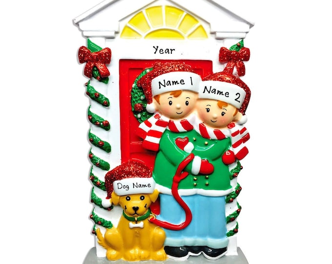 Personalized Couple With Dog Ornament -  Custom Couple With Pet Christmas Ornament - Couple Ornament - New Home - New Dog Ornament