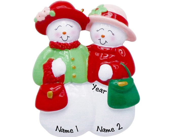 Personalized Best Friend Ornament - 2 Snow Friends Ornament - BFF Ornament - Sisters Ornament With Name - Personalized  Christmas Ornament