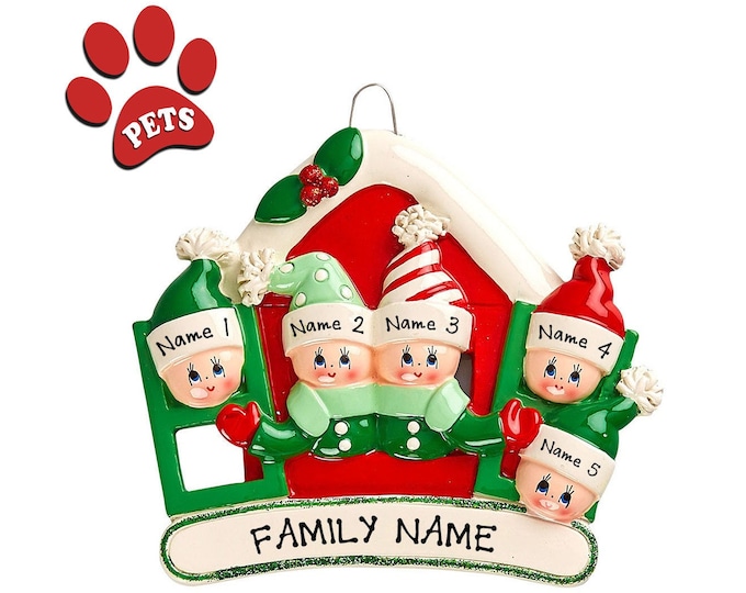 Grandkids Chistmas Ornament Personalized 2025 - Gift For Grandparents - Family With 5 Grandchildren -Family Christmas Ornament - Add a Dog