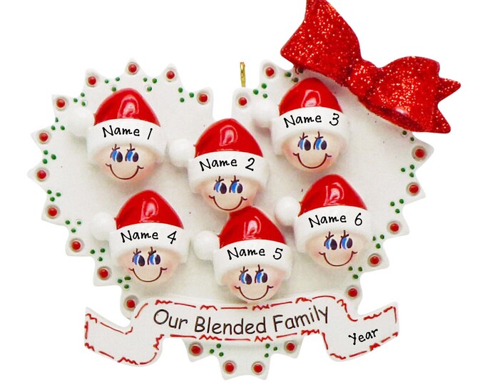 Our Blended Family Christmas Ornament Personalized 2024  - Our 6 Grandkids Christmas Ornament - Personalized Gift For Grandparents