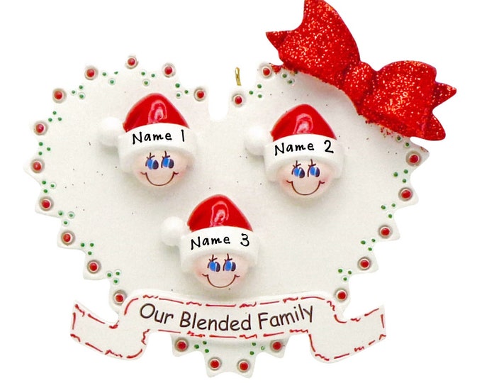Our Blended Family Christmas Ornament Personalized 2025  - Our3 Grandkids Christmas Ornament - Personalized Gift For Grandparents