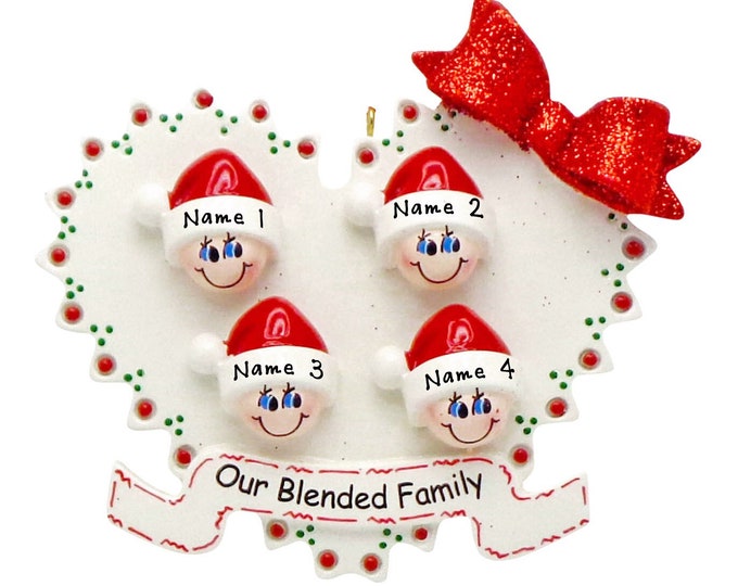 Our Blended Family Christmas Ornament Personalized 2024  - Our 4 Grandkids Christmas Ornament - Personalized Gift For Grandparents