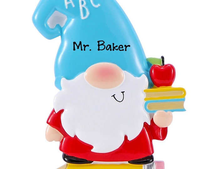 Personalized Teacher Ornament – 2025 Gnome School Teacher Christmas Ornament With Name, Gifts for Teachers, Custom Ornament For Kids, Gnomes