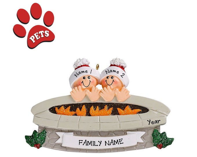Fire Pit Ornament -  Couple Sitting Around Fire Pit - Campfire Ornament - Camping Ornament - Personalized Couple Christmas Ornament 2023