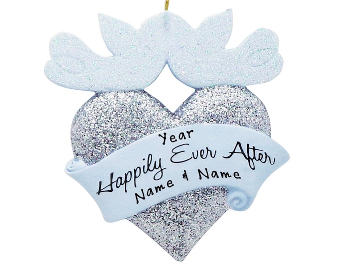 Happy Ever After Ornament / Personalized Happily Ever After Wedding Couple / Our First Christmas / Love Birds Ornament / Newlywed Gift